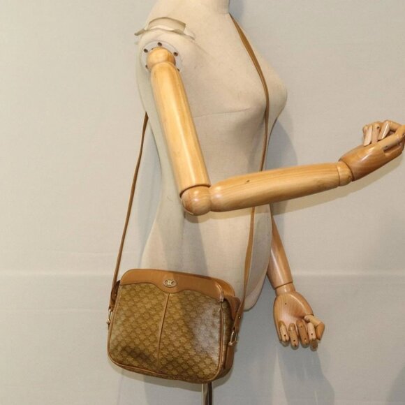 CELINE Macadam Canvas Shoulder Bag Beige Auth - Picture 1 of 16